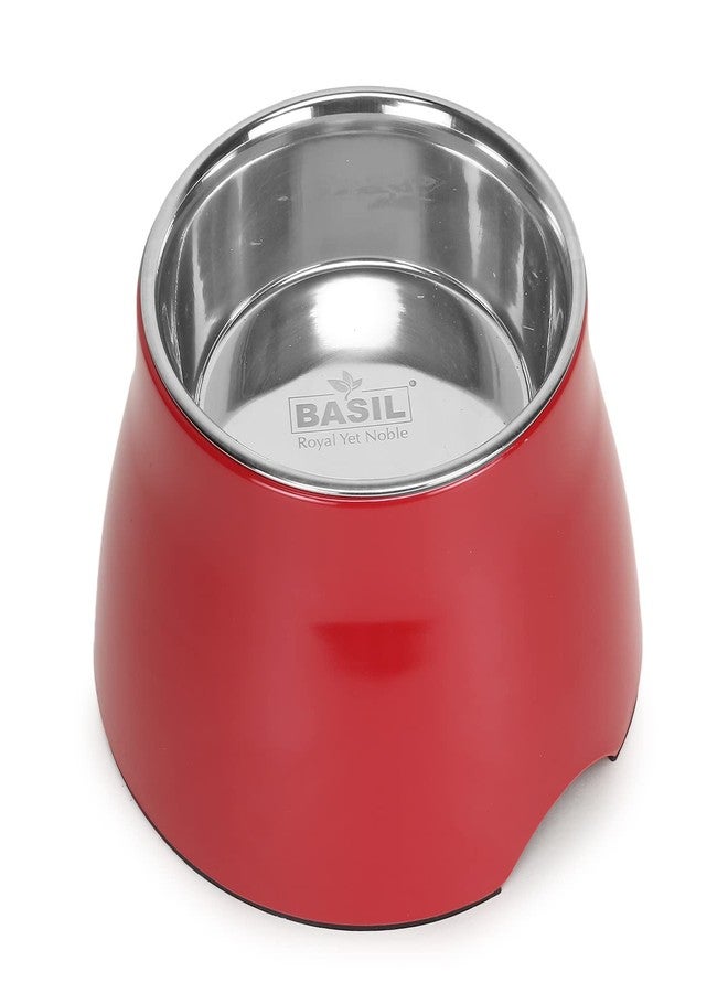 BASIL Stainless Steel Food Water Feeding Bowls (Elevated Bowl Red Color) for Bigger Ears Pets, Dogs, Puppy,19 cm,H_12 cm,W_19 cm, Small - Image 3